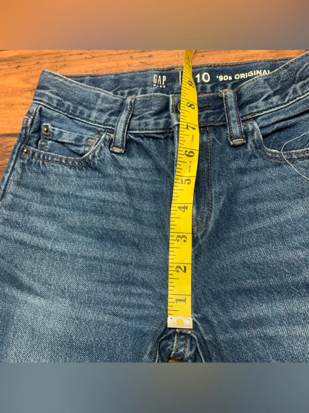 Gap Kids 90's Original Straight Jeans Blue Denim Adjustable Waist Size 10 Cotton - Picture 5 of 8